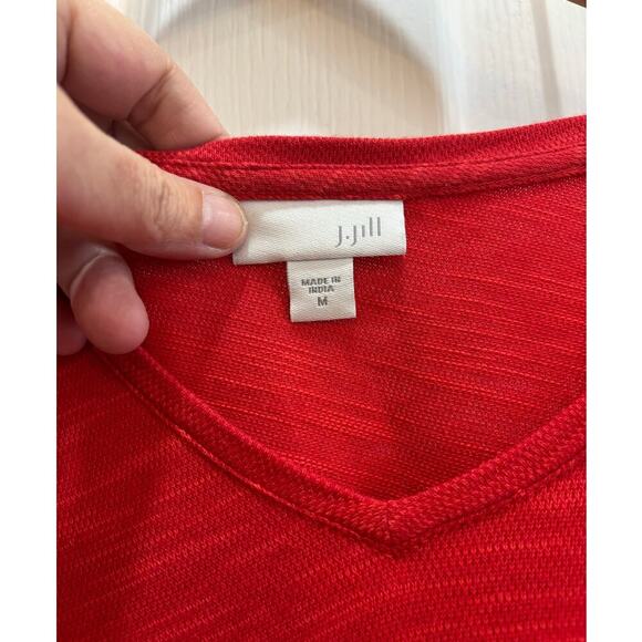 J. Jill Women M Red Cotton Tunic L/S Faux Pockets Casual Career Minimalist - Picture 3 of 9